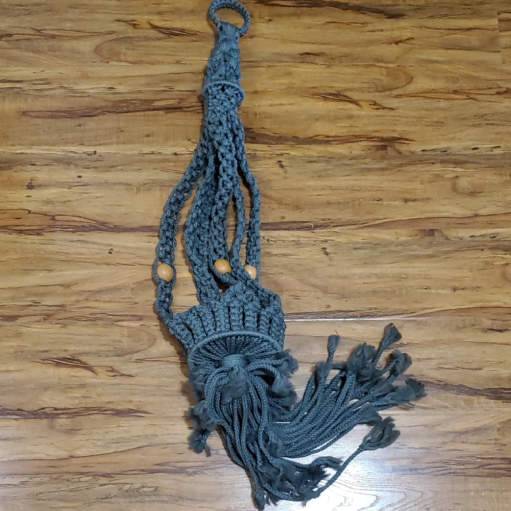Large Green Macrame Plant Hanger Handcrafted